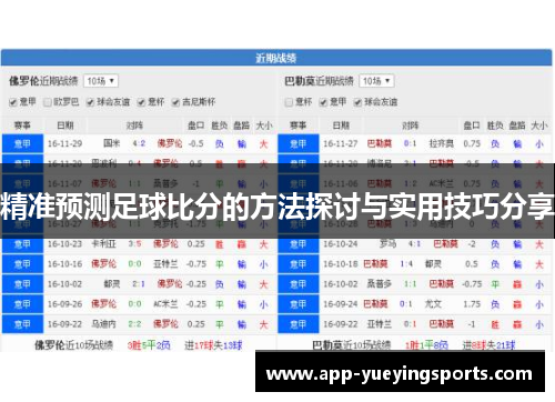 精准预测足球比分的方法探讨与实用技巧分享
